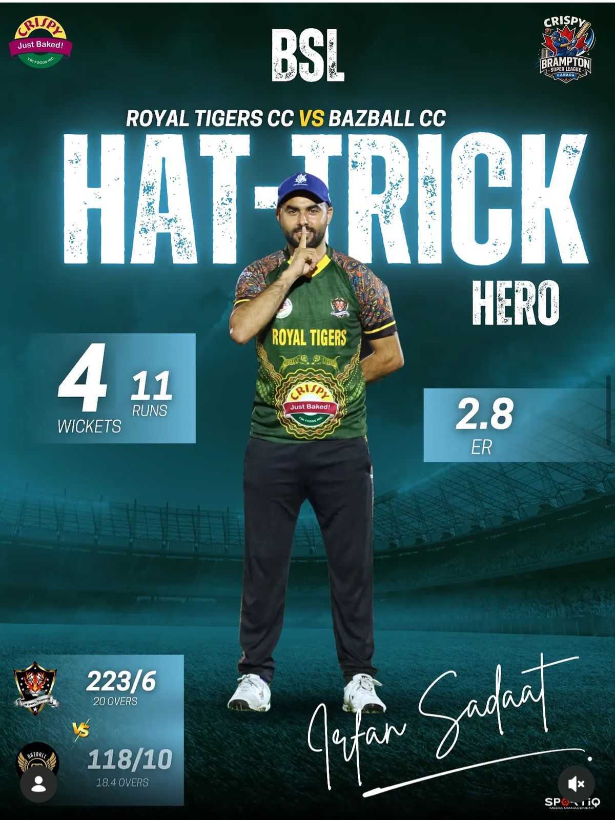 Irfan Sadaat — Bowler for Royal Tigers CC