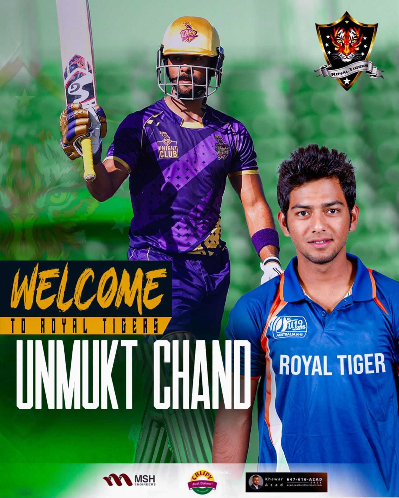 Unmukt Chand — India/USA International Batsman for Royal Tigers CC